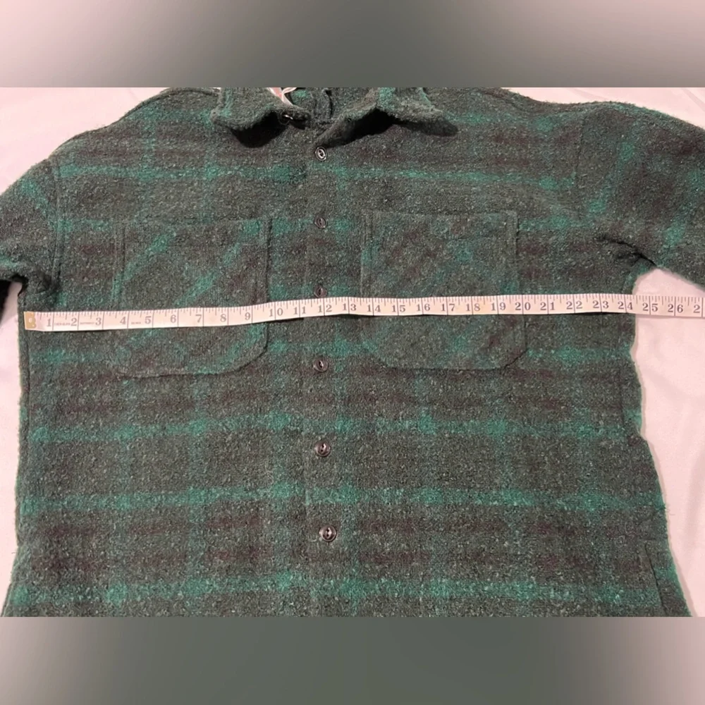 MNML Loose Woven‎ Flannel Shirt Shacket heavyweight green flannel size small